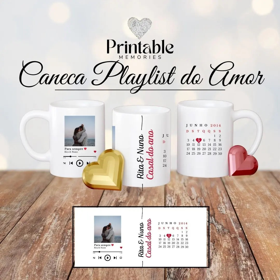 Caneca Playlist do Amor Printable Memories