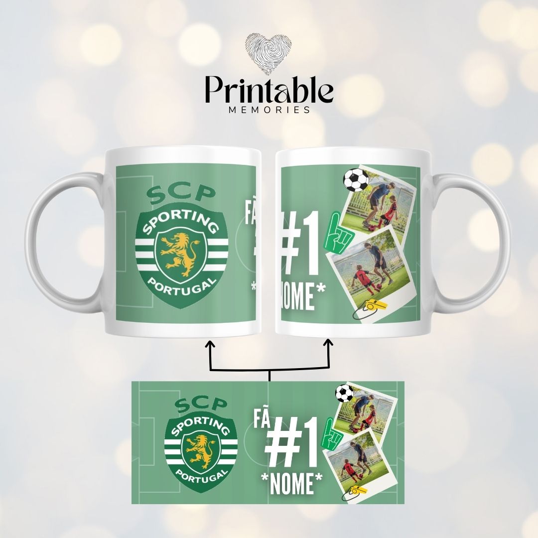 Caneca Fã #1 Sporting 🦁💚 Printable Memories