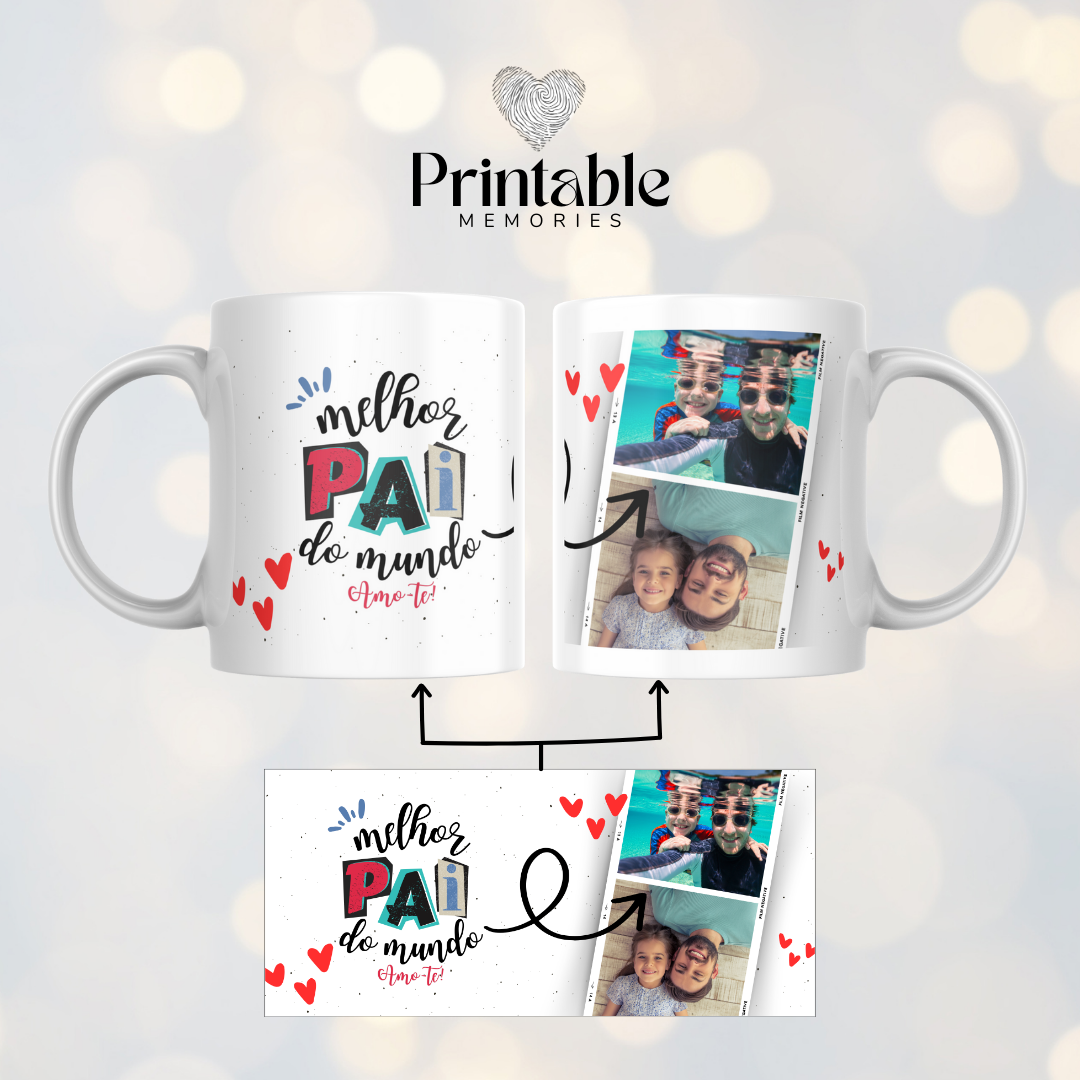 Caneca "Melhor Pai do Mundo" Printable Memories