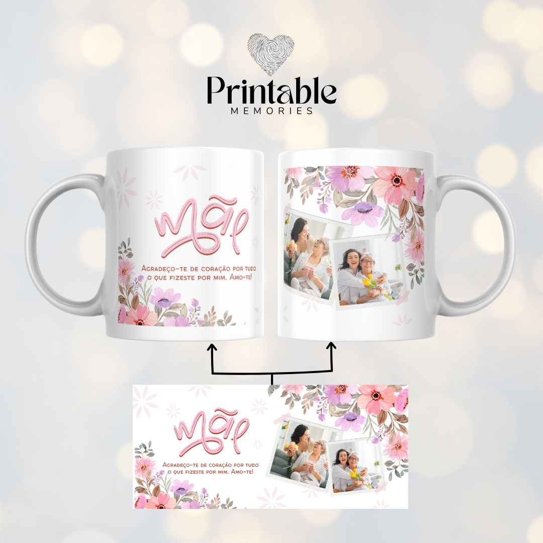 Caneca Personalizada "Mãe" com menagem Printable Memories
