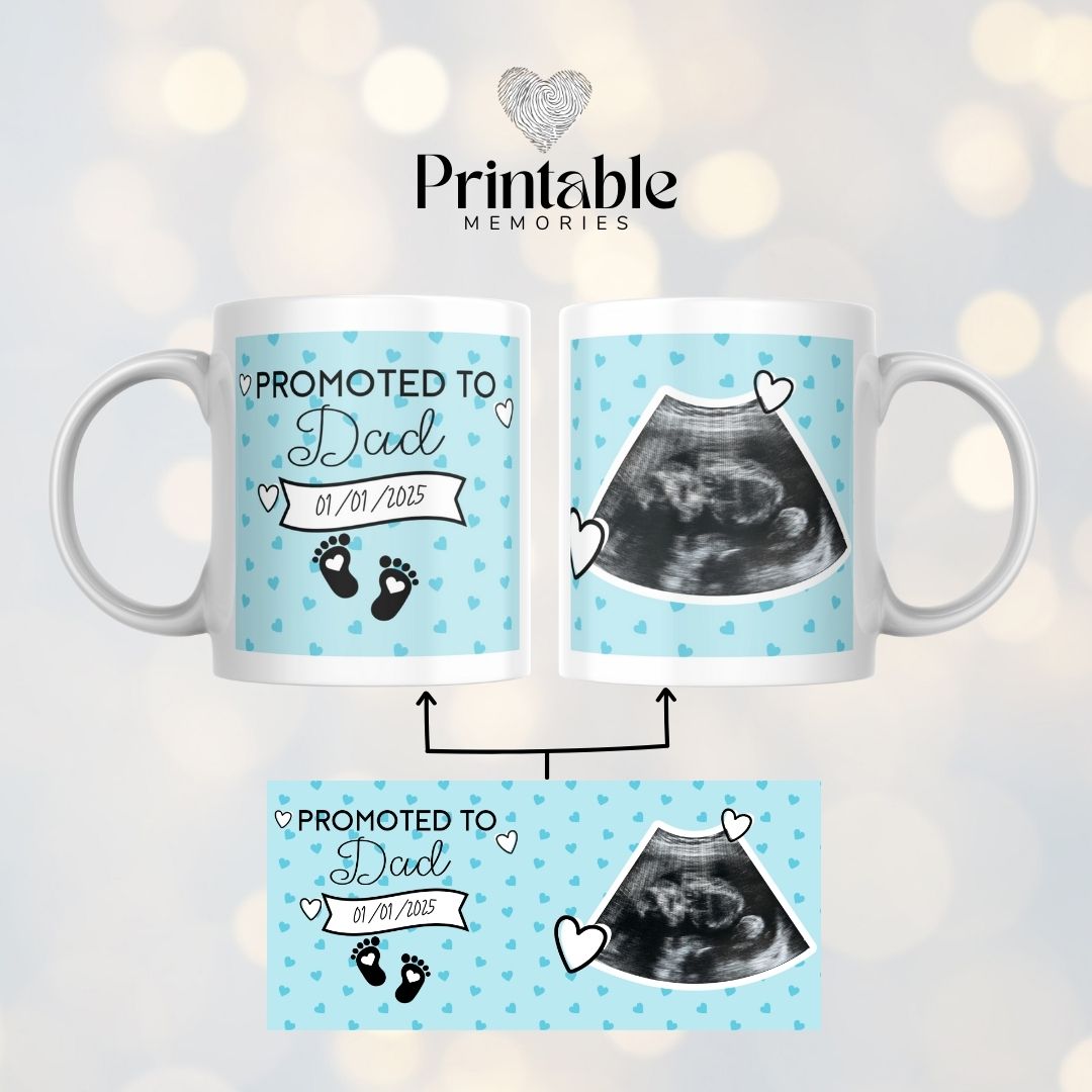 Caneca "Promoted To Mom/Dad/Grandpa/Grandma" Printable Memories