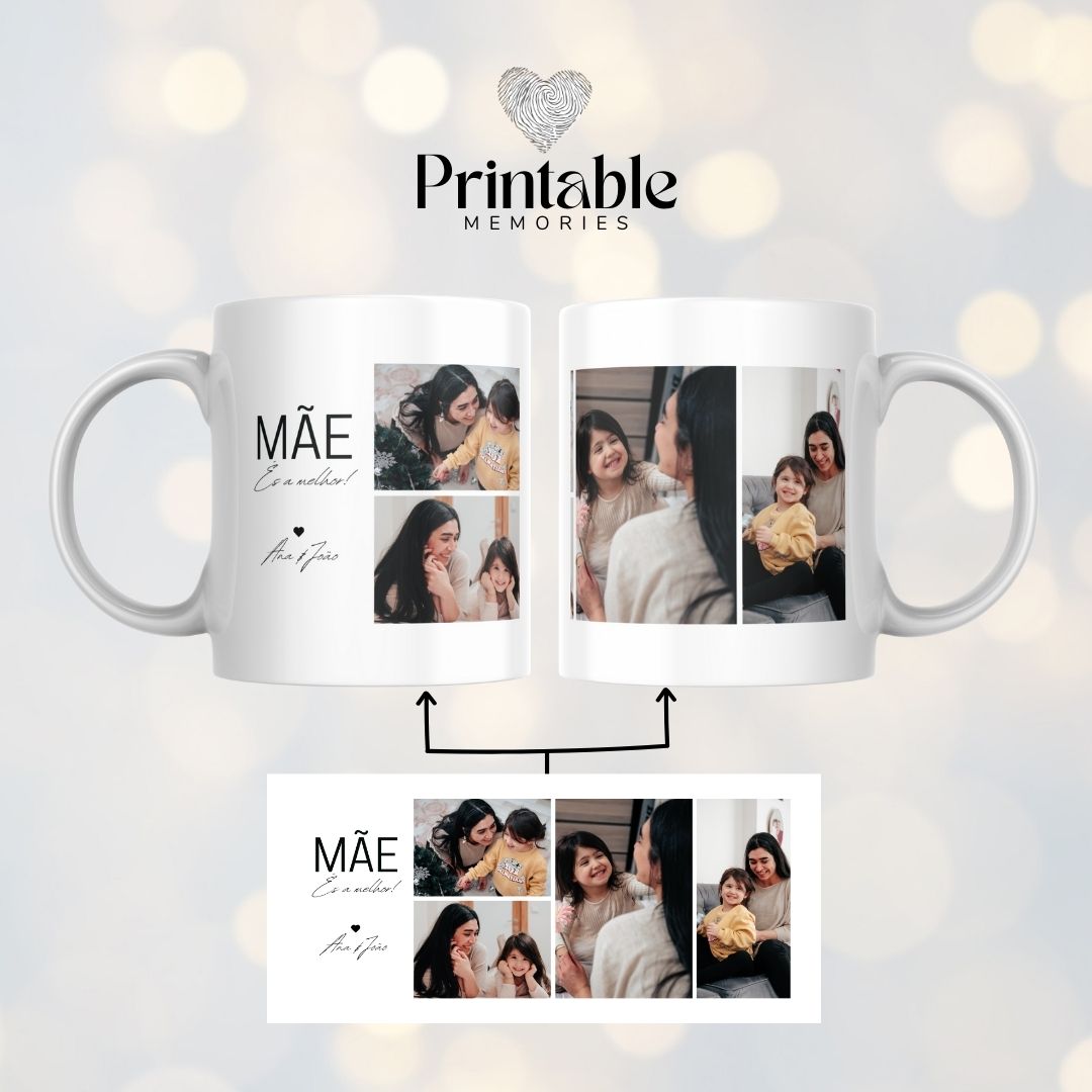 Caneca Personalizável "MÃE, És a Melhor" Printable Memories