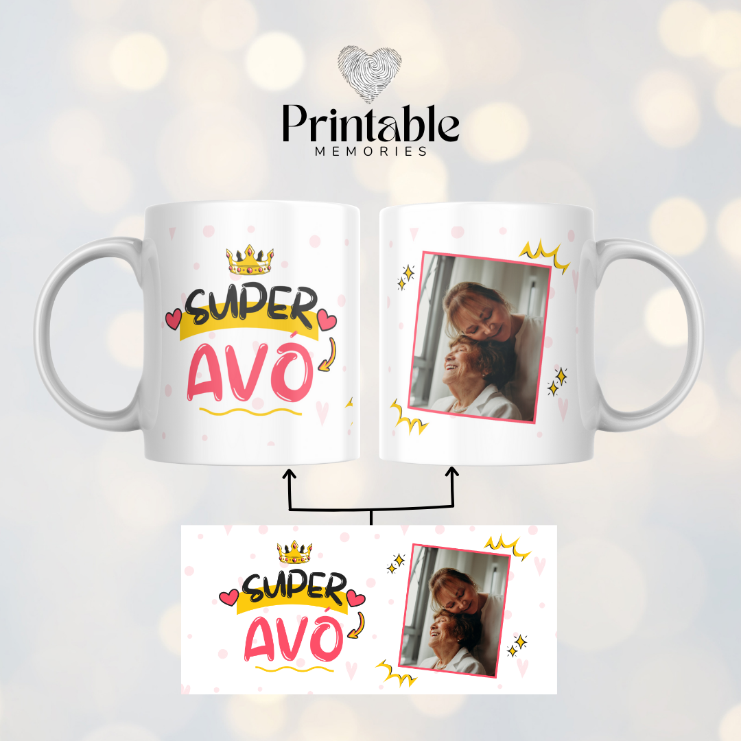Caneca "Super Avós" Printable Memories