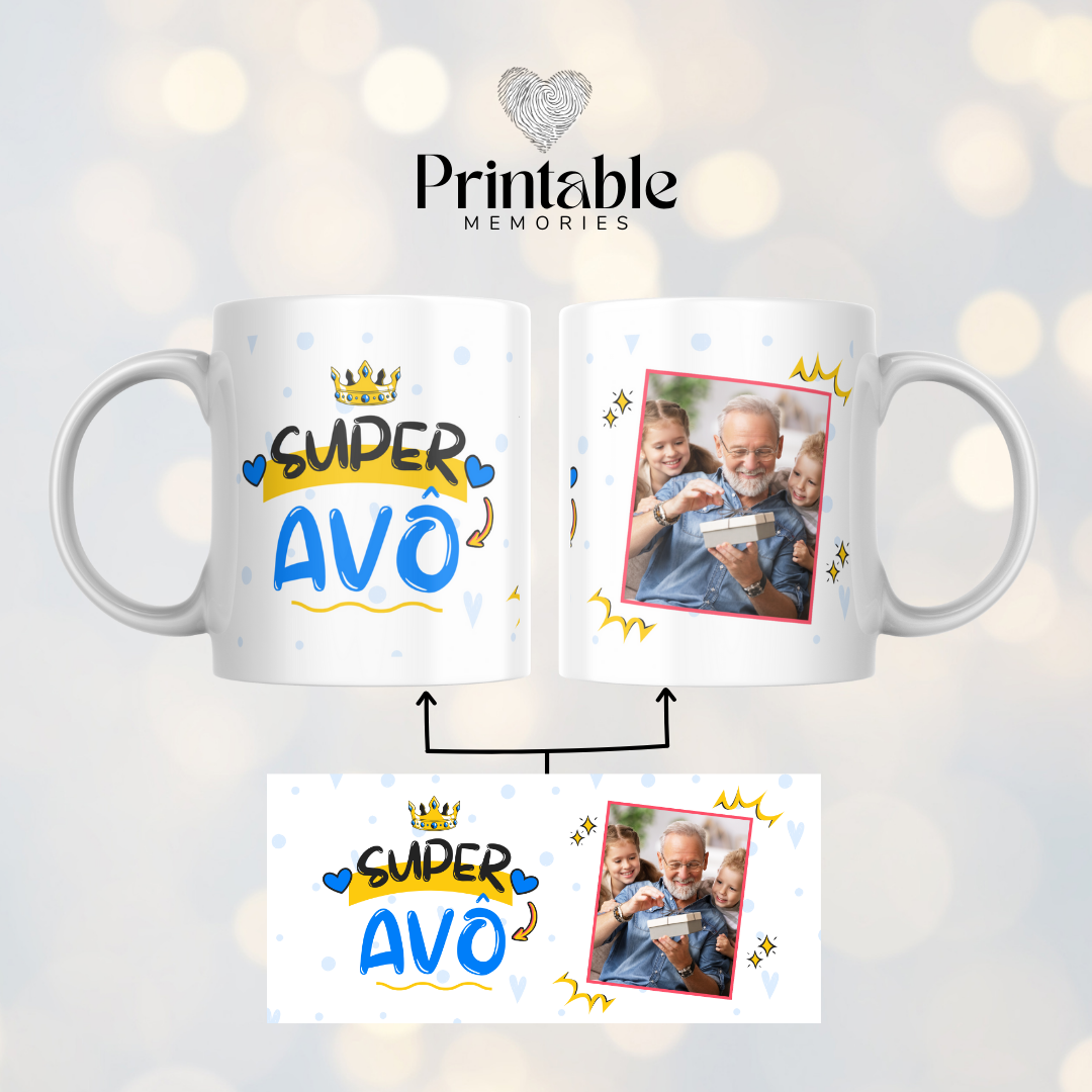 Caneca "Super Avós" Printable Memories