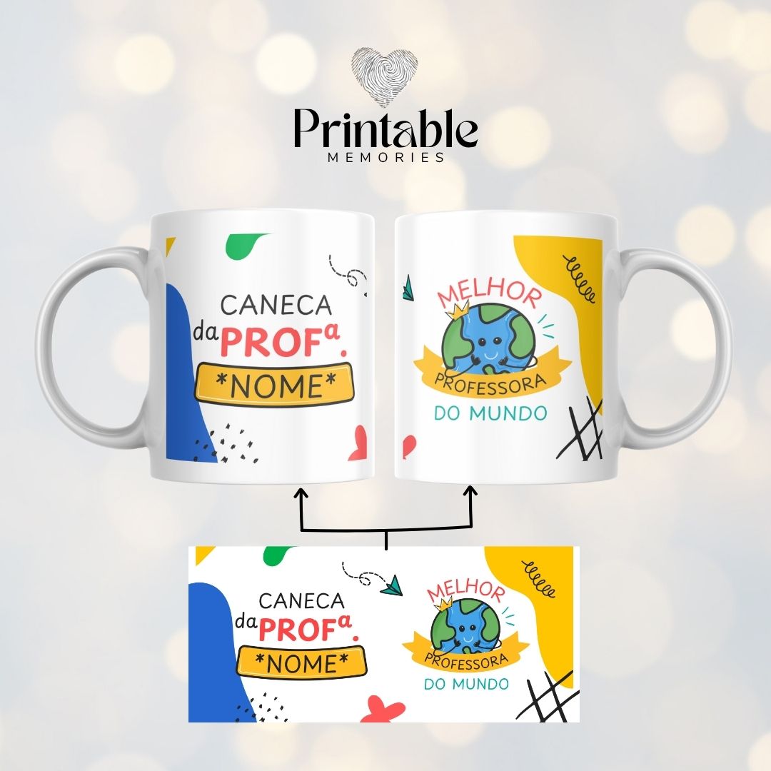 Caneca Personalizada – "Melhor Professora do Mundo" Printable Memories
