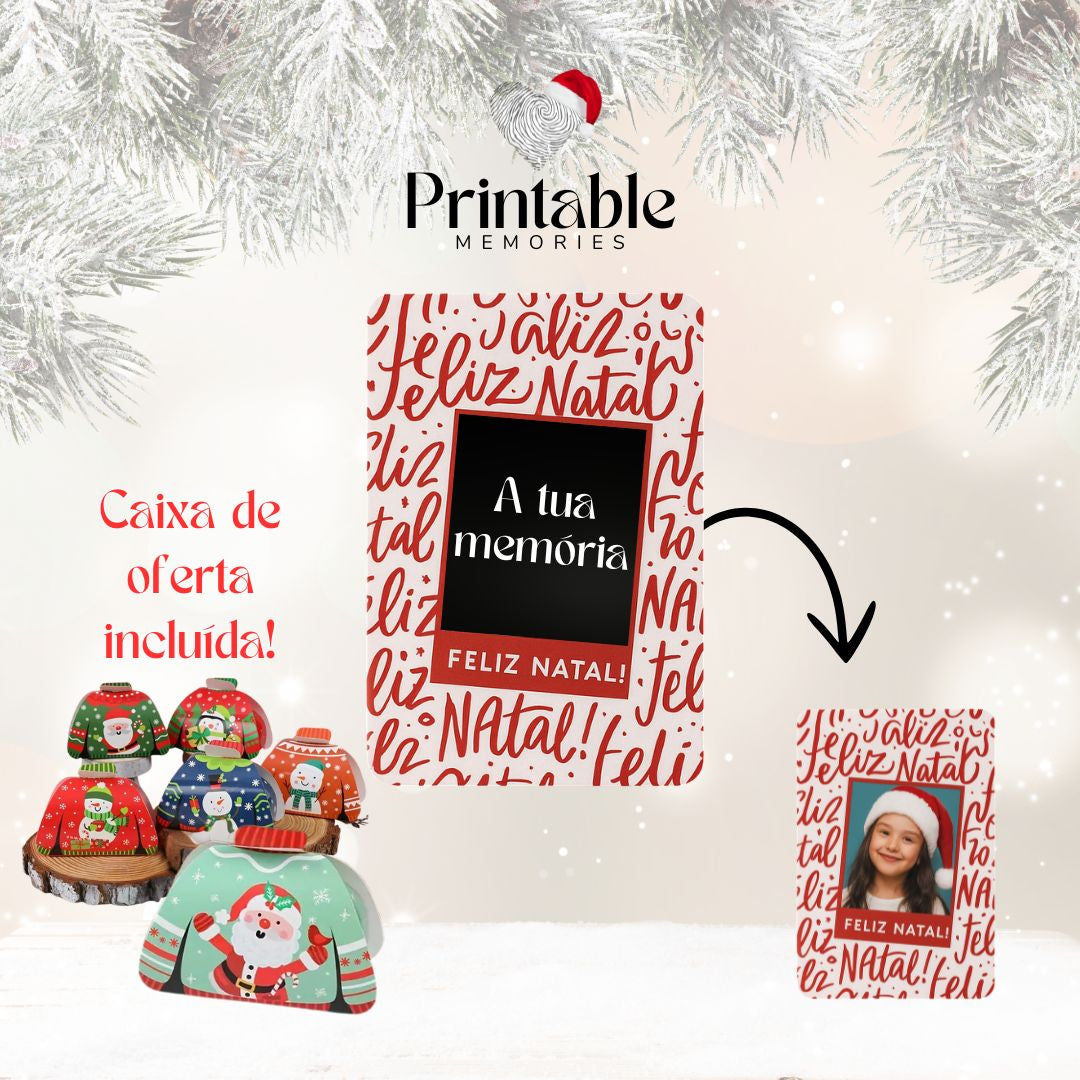 Iman Retangular "Feliz Natal" Personalizado Printable Memories
