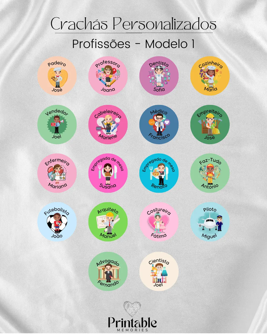 Crachá Profissões - Modelo 1 Printable Memories