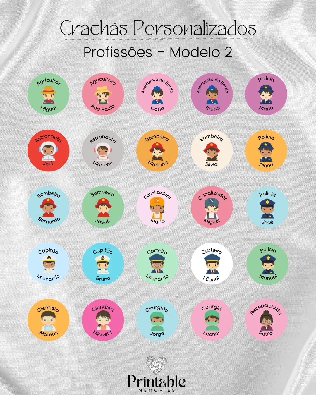 Crachá Profissões - Modelo 2 Printable Memories