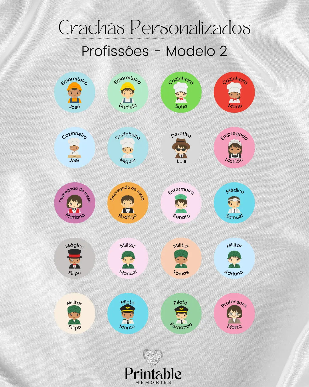 Crachá Profissões - Modelo 2 Printable Memories