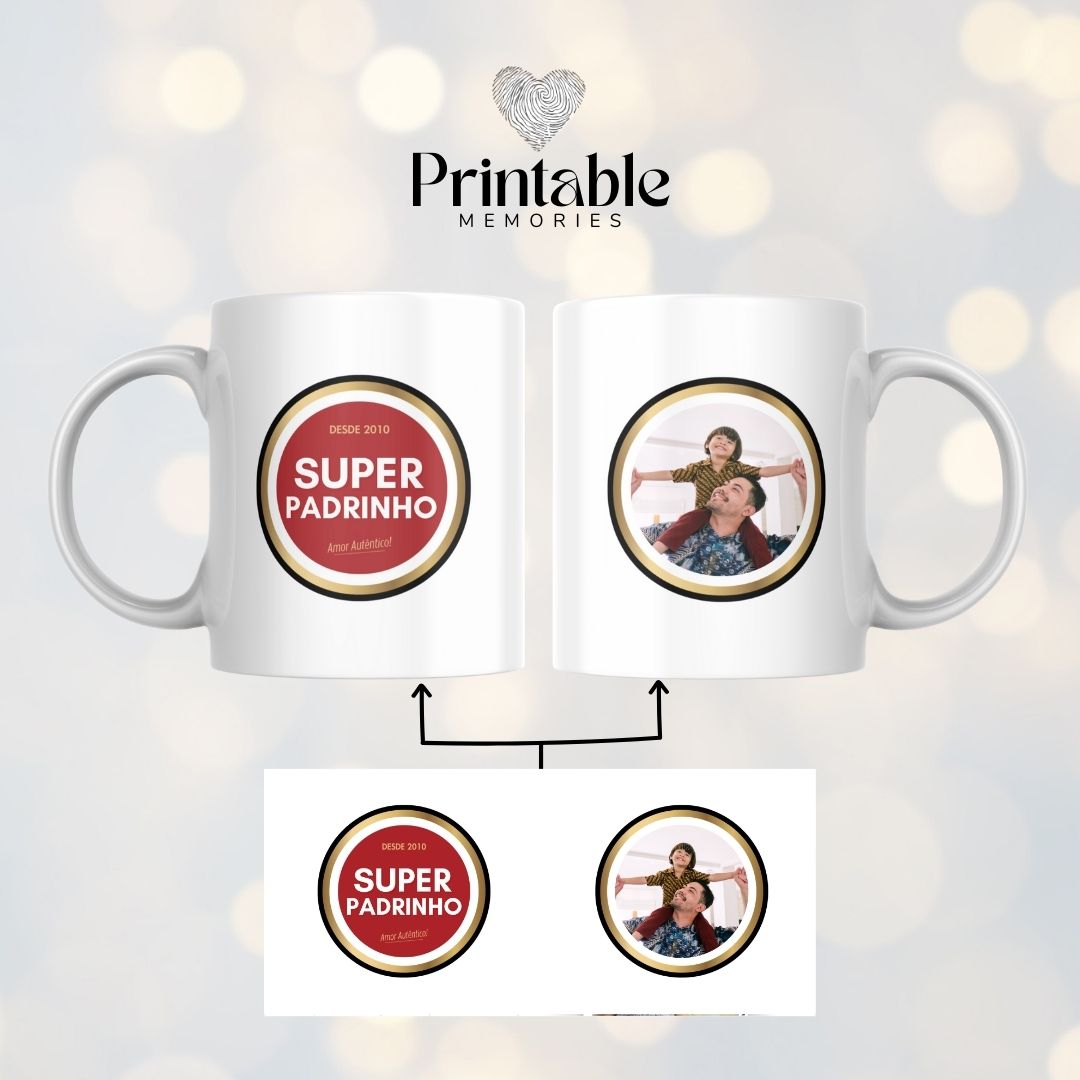 Caneca Cerveja "Super Padrinho / Pai / Avô / Amigo" Printable Memories