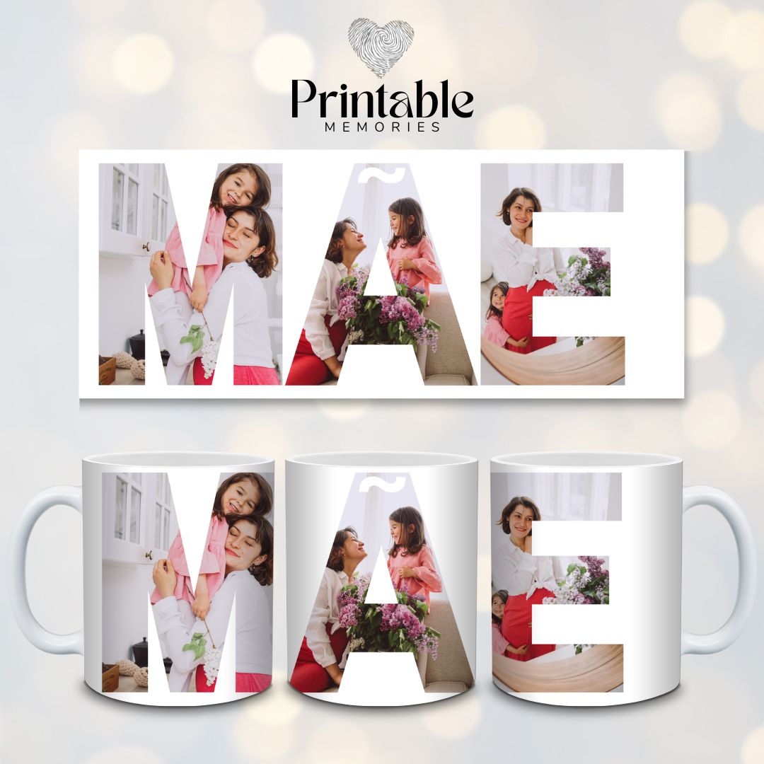 Caneca MÃE letras com fotos Printable Memories