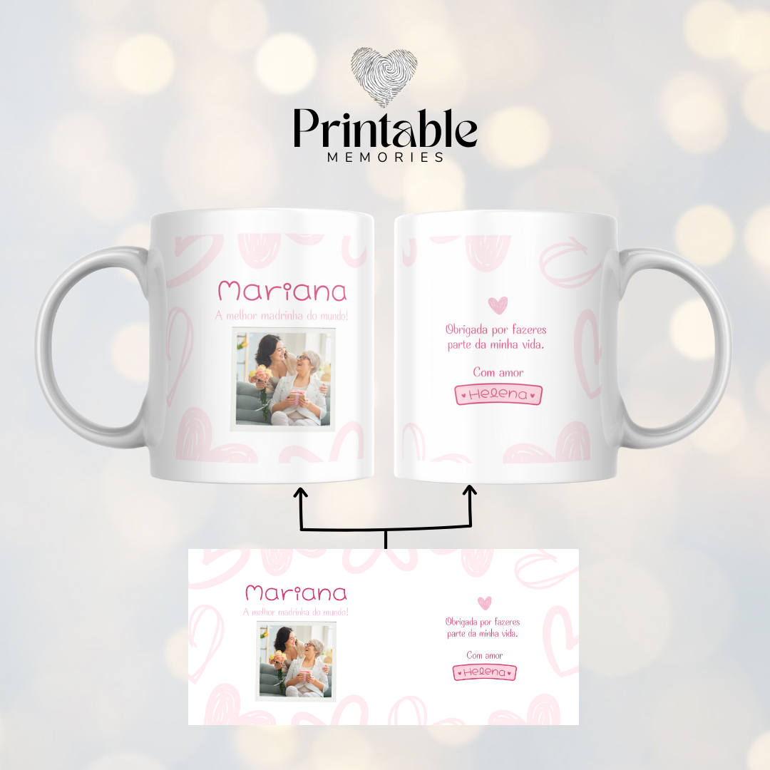 Caneca "Melhor Madrinha" Printable Memories