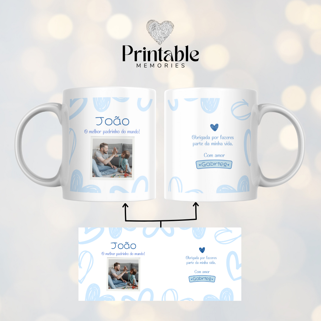Caneca "Melhor Padrinho" Printable Memories