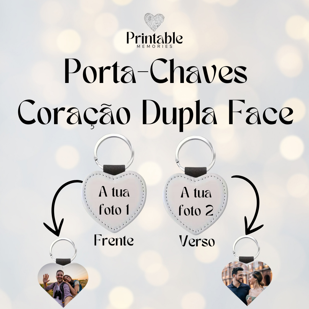 Porta-Chaves Coração Personalizável – Dupla Face ❤️🔑 Printable Memories