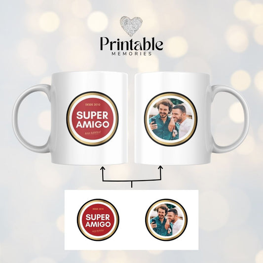 Caneca Cerveja "Super Padrinho / Pai / Avô / Amigo" Printable Memories