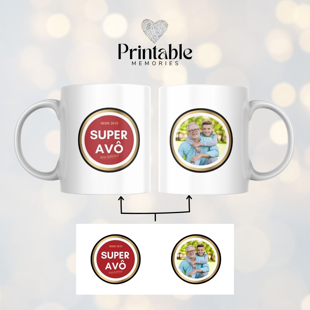 Caneca Cerveja "Super Padrinho / Pai / Avô / Amigo" Printable Memories