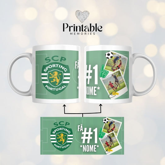 Caneca Fã #1 Sporting 🦁💚 Printable Memories