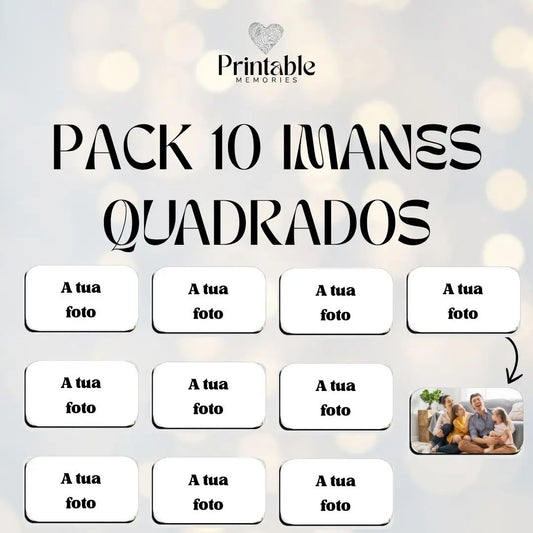 Pack 10 Ímanes Retangulares Personalizados Printable Memories