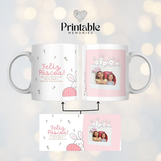 Caneca Feliz Páscoa Coelhinho Printable Memories