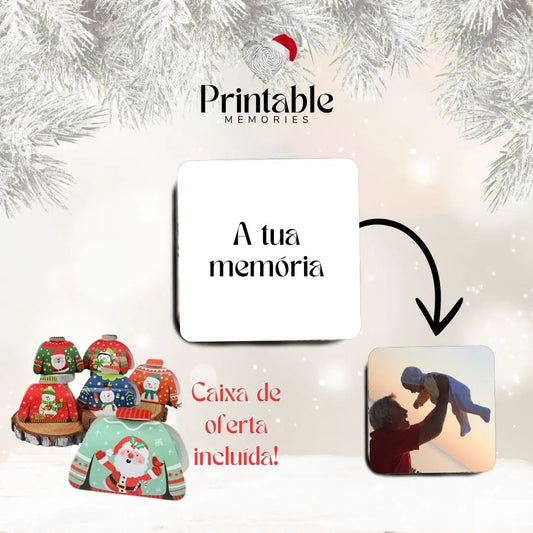 🎄 Íman Quadrado Personalizável – Edição de Natal 🎁 Printable Memories