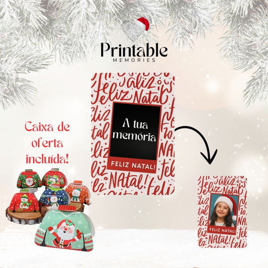 Iman Retangular "Feliz Natal" Personalizado Printable Memories