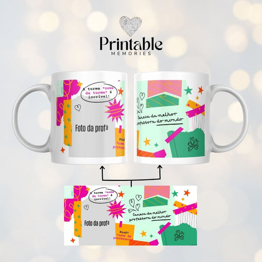 Caneca Personalizada - A Melhor Professora do Mundo Printable Memories