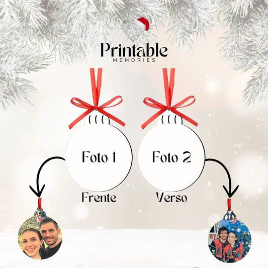 Pendente de Natal Modelo 1 - Personalizável Frente e Verso 🎄 Printable Memories