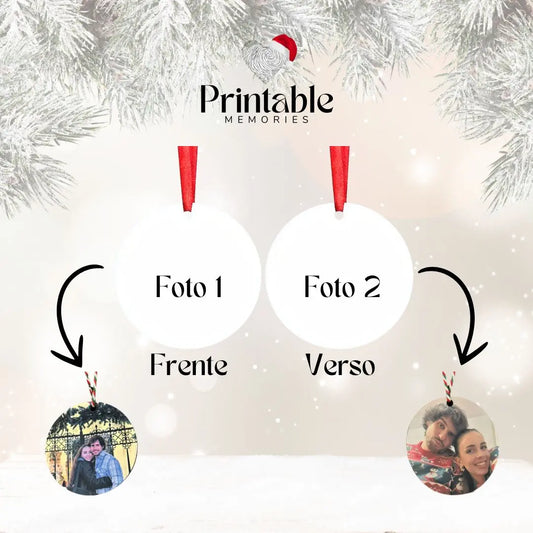 Pendente de Natal Modelo 2 – Personalizável Frente e Verso ⭐ Printable Memories