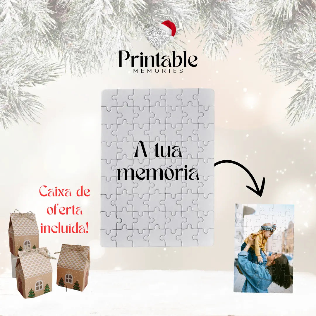 🎄 Puzzle Personalizado de Natal – Caixa e Embrulho Incluídos 🎁 Printable Memories