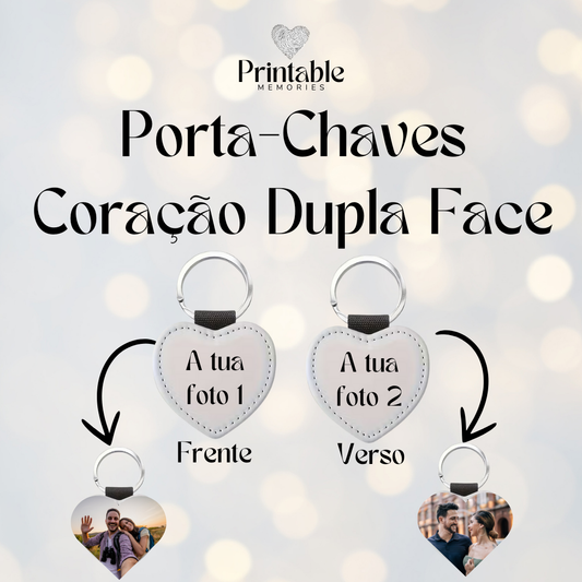 Porta-Chaves Coração Personalizável – Dupla Face ❤️🔑 Printable Memories