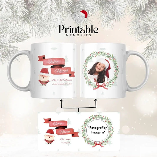 Caneca de Natal – Pai Natal 🎅☕Personalizável Printable Memories