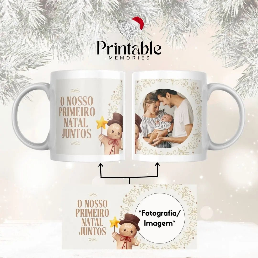 Caneca Personalizada “O Nosso Primeiro Natal Juntos” 🎄✨ Printable Memories