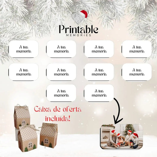 🧲 Pack 10 Ímanes Retangulares Personalizados – Edição Natal 🎁 Printable Memories