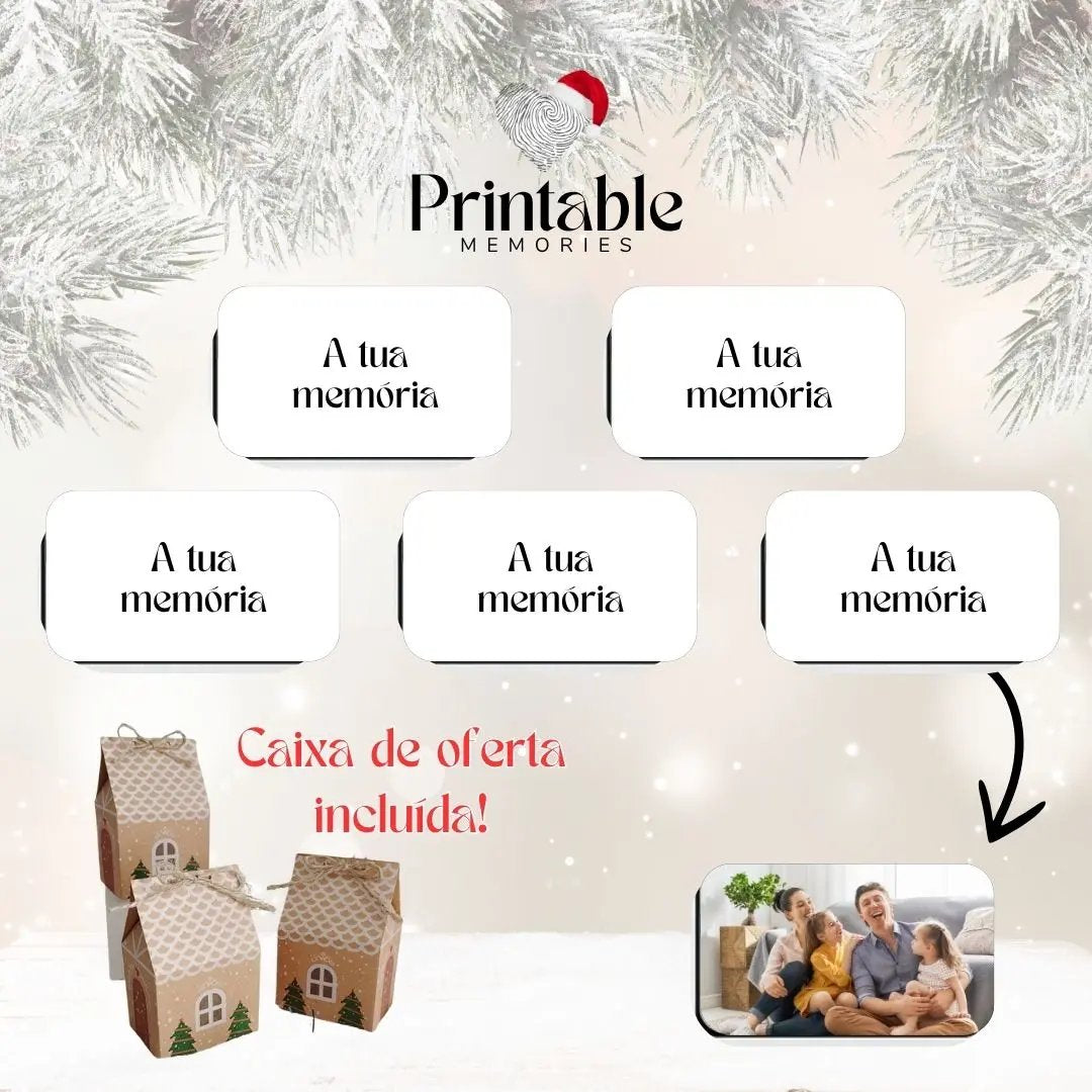 🧲 Pack 5 Ímanes Retangulares Personalizados – Edição Natal ✨ Printable Memories